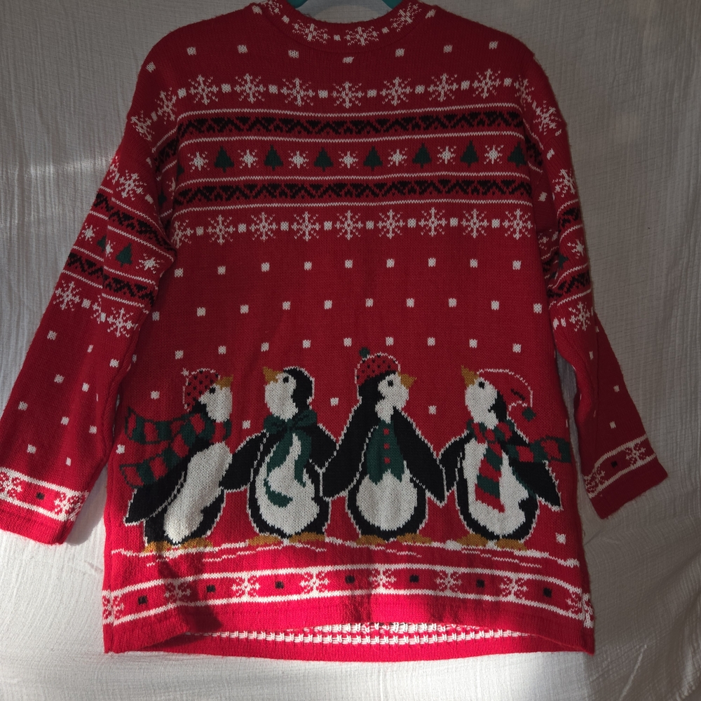Festive Red‎ Penguin Knit Sweater
